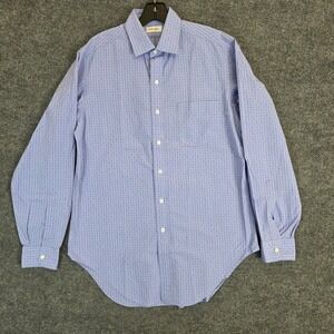 Ascot Chang Dress Shirt Mens XL Blue Check Thomas Mason Goldline Cotton